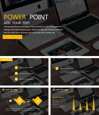 黑色商务风电脑桌面背景工作汇报PPT模板