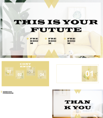 北欧风清新自然简约杂志风画册PPT背景