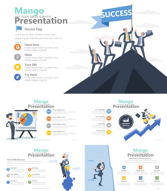 白色卡通商务人物配图商务ppt图表