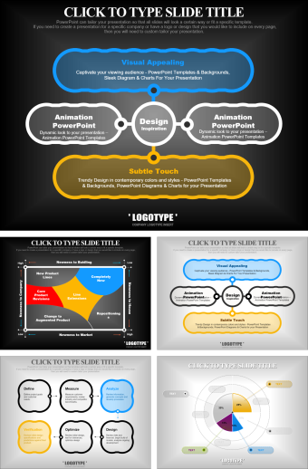 黑白商务荧光线条PPT图表
