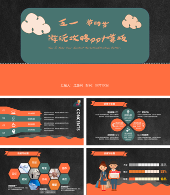 黑色商务风五一劳动节游玩攻略PPT