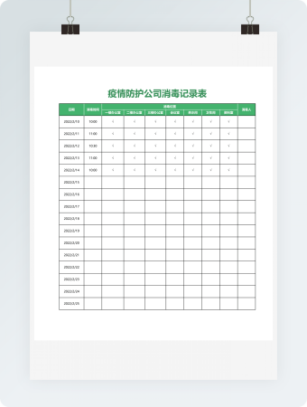 疫情防护公司消毒记录表（1）