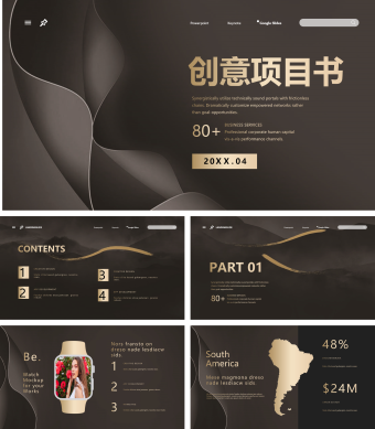 高档黑金质感创意项目计划书PPT模板