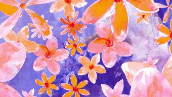 彩色飘落花朵水彩水墨动态素材