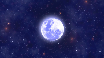 蓝色星空梦幻月亮中国风格背景素材