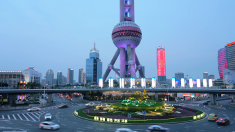 城市交通日转夜延时上海