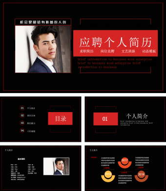 红黑色创意岗位竞聘简历动态PPT