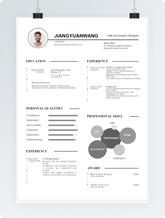 极简风网页设计英文简历求职简历word简历模板