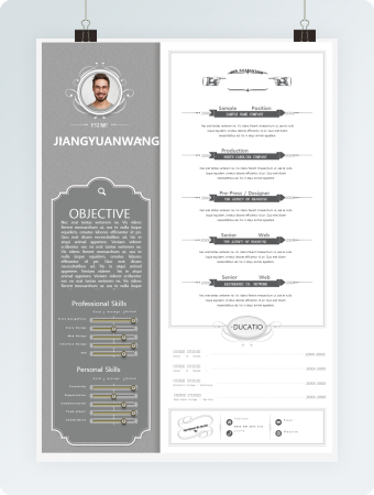 时尚复古实用word格式英文简历求职简历word简历模板