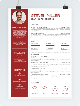 时尚简约英文求职简历word模板