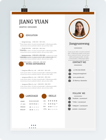 深黄色英文简历word格式个人简历模板