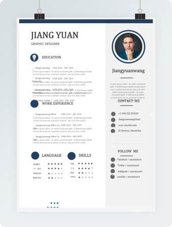 深蓝色英文简历word格式个人简历模板