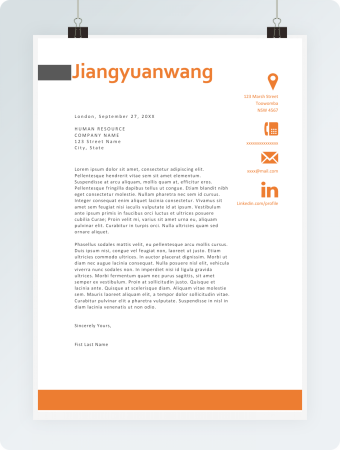 橙色时尚英文简历格式模板