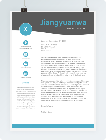 蓝色商务英文简历格式模板