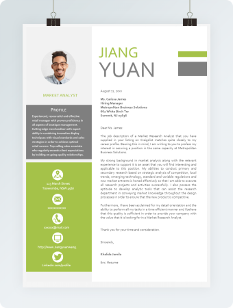 绿色经典英文简历格式模板