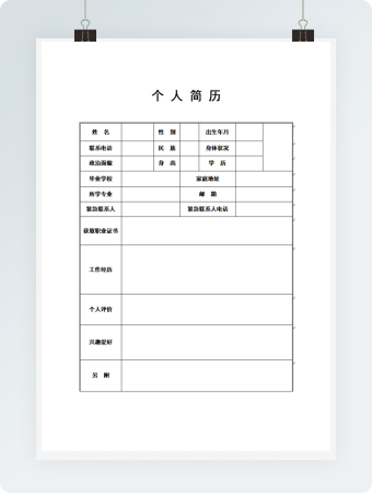 简约个人简历表格