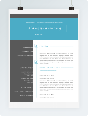 深蓝市场策划英文求职简历格式模板