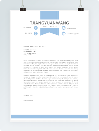 蓝色市场策划英文求职简历格式模板