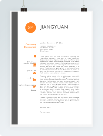 橙色实用英文求职简历格式模板