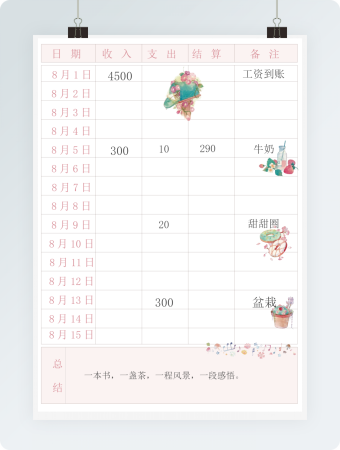 小清新日常开销手账日记
