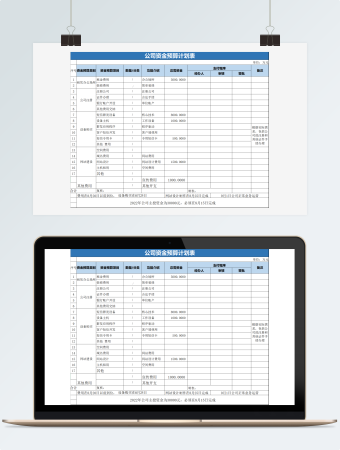 公司资金预算计划表