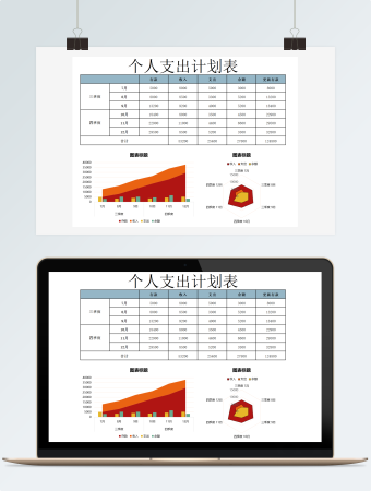 彩色个人支出计划表