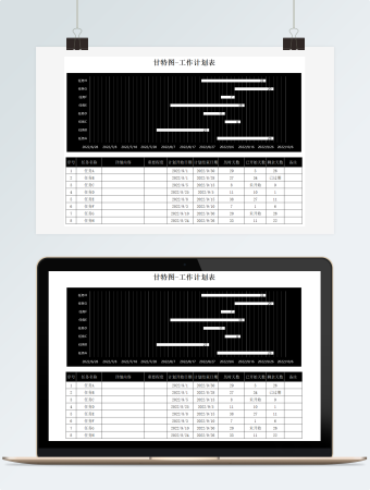 黑色醒目甘特图工作计划表Excel模板
