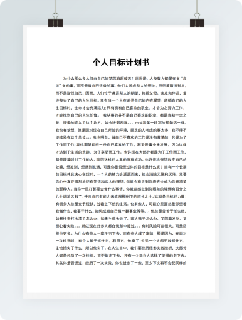 个人目标计划书模板