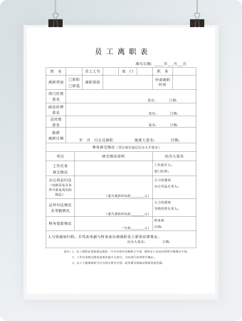 员工离职表