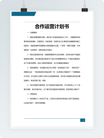 合作运营计划书word文档