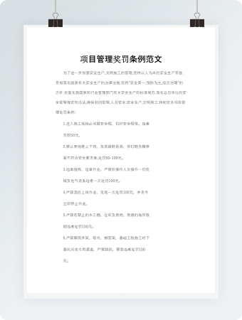 项目管理奖罚条例范文