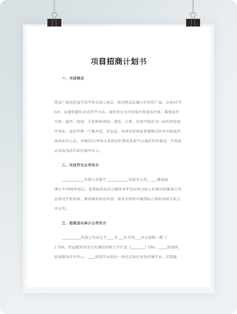 项目招商计划书Word