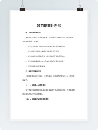 项目招商计划书Word模板