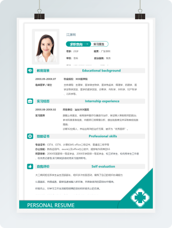 实习医生岗位求职个人简历模板