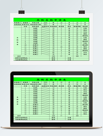 企业原料采购申请表  