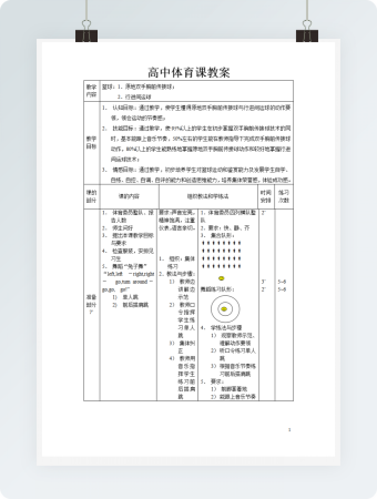 高中体育课教案