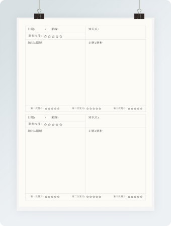 错题笔记纸错题集错题本纠错本