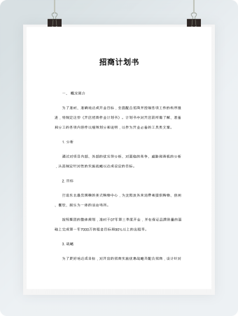招商计划书word模板