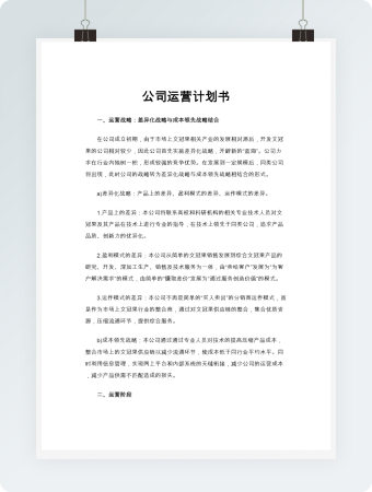 公司运营计划书word模板