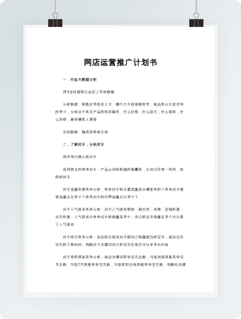 网店运营推广计划书word模板
