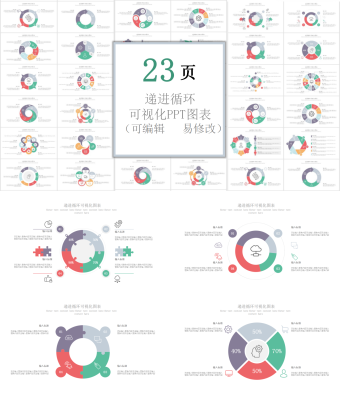 23页递进循环可视化PPT图表