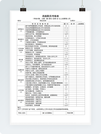 高级职员考核表