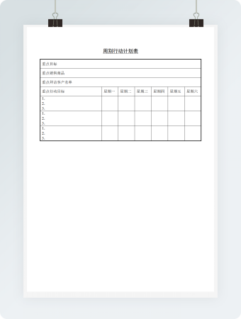 周别行动计划表