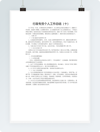 行政专员个人工作总结（十）