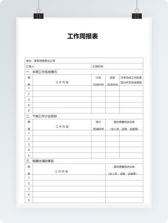 工作周报表