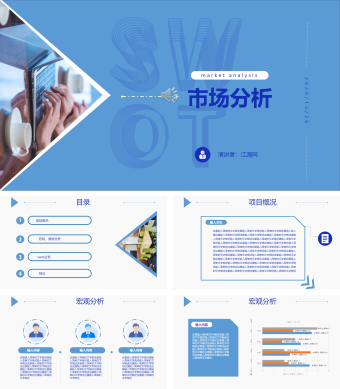 蓝色简约风市场分析PPT