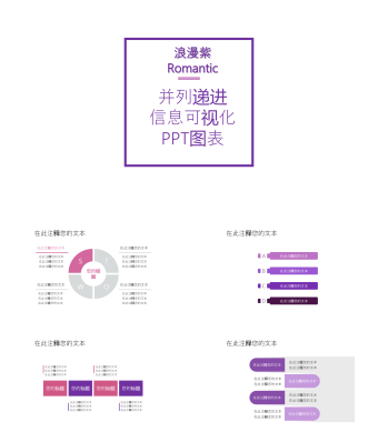 浪漫紫并列递进信息可视化PPT图表