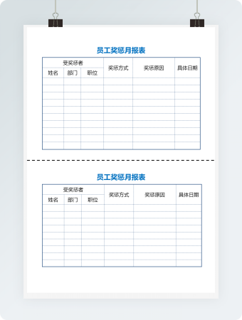 员工奖惩月报表 word模板