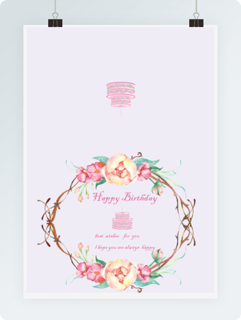 少女花环蛋糕生日word模板