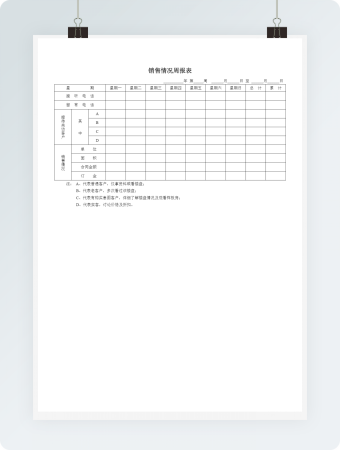 销售情况周报表word模板